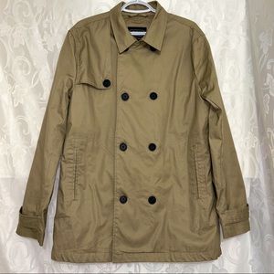 2 Men Nude Taupe Double Breasted Collared Utility Trench Coat